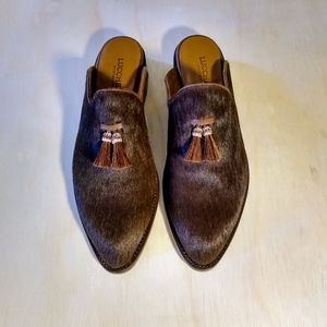 Lucchese Women's Delaney Brown Hair on Calf Mules